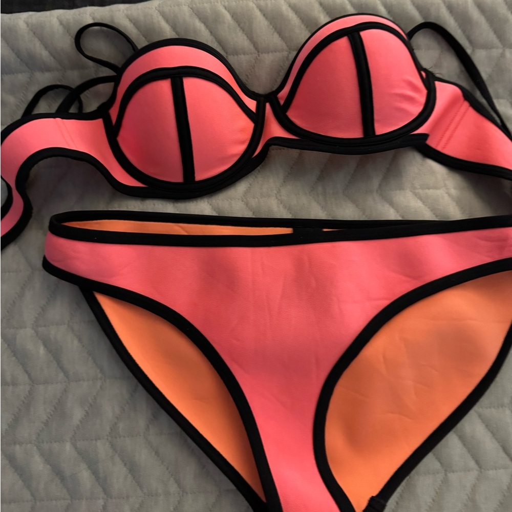 Triangl triangle neoprene bikini med lg scuba bikini orange pink